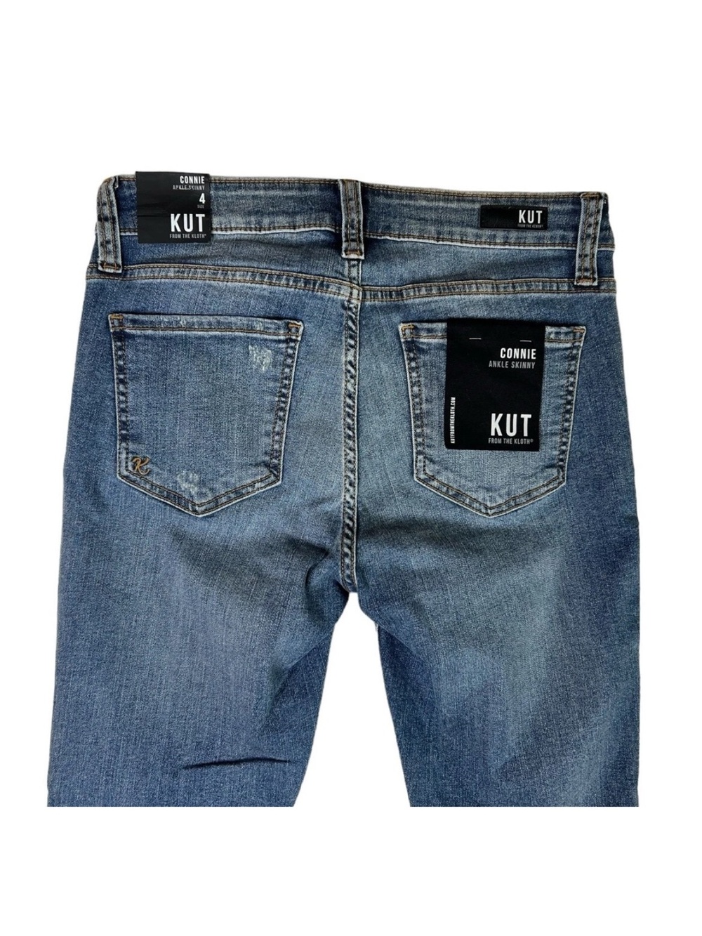 Women's KUT Connie Ankle Skinny Zip Fly Jeans Raw Hem Stretch Size 4 Blue - Picture 8 of 12